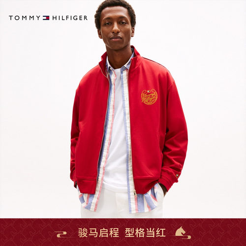 Tommy男装徽章刺绣开衫卫衣外套