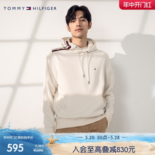 休闲简约小绣标红白蓝条纹织带合身连帽卫衣MW0MW29489 Tommy 男装