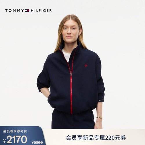 Tommy女装花体刺绣宽松立领西装