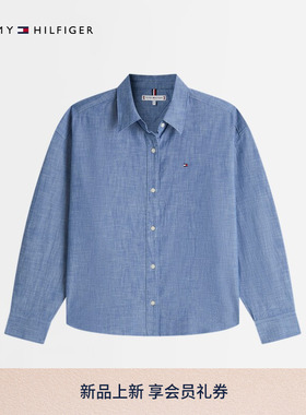 Tommy26春夏新款女装纯棉青年布复古休闲小绣标宽松长袖衬衫外套