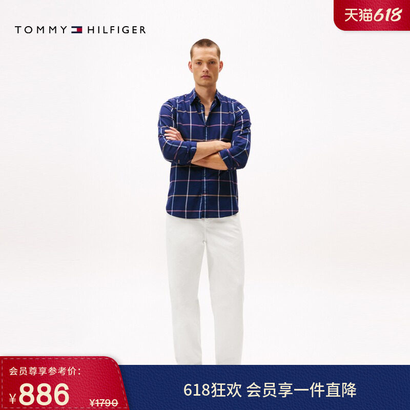 Tommy男装纯棉斜纹复古阔腿裤
