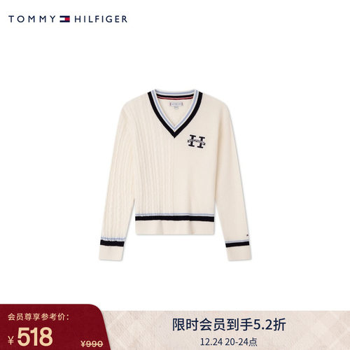 Tommy童装女羊毛混纺V领针织衫