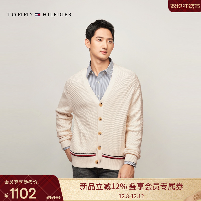 Tommy25春夏新款男装纯棉肌理V领慵懒宽松美式风毛衣针织开衫外套 - 封面