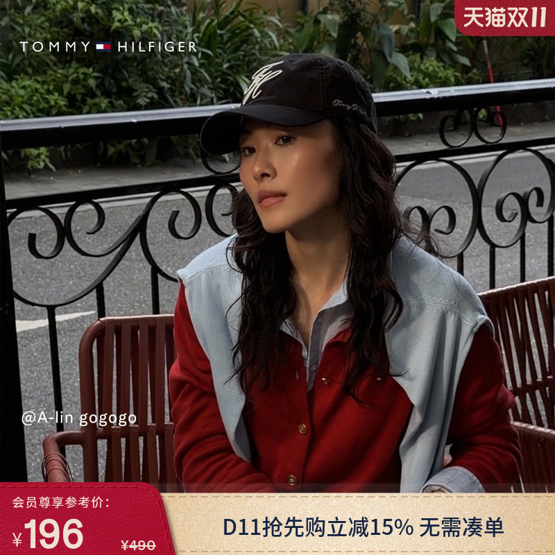 Tommy男女同款花体刺绣棒球帽