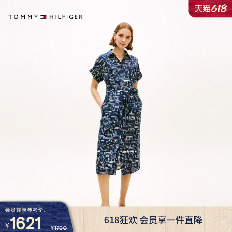 Tommy26春夏新款女装亚麻休闲度假风收腰显瘦宽松衬衫裙连衣裙