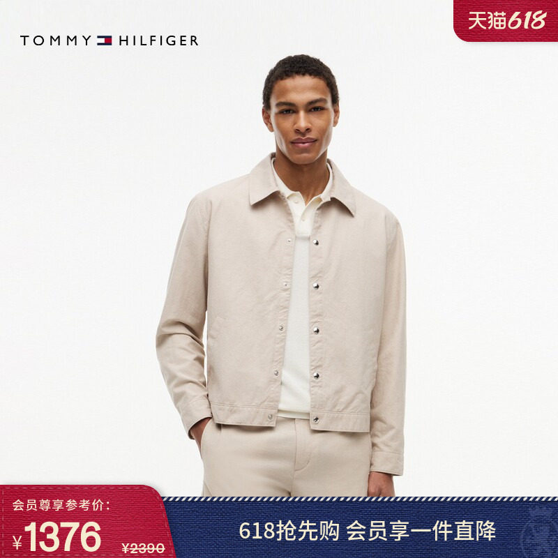 【轻薄含亚麻】Tommy26春夏男装复古休闲通勤衬衫领教练夹克外套