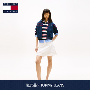 英同款 Tommy26春夏新款 女棉亚麻混纺度假风镂空刺绣短裙 张元