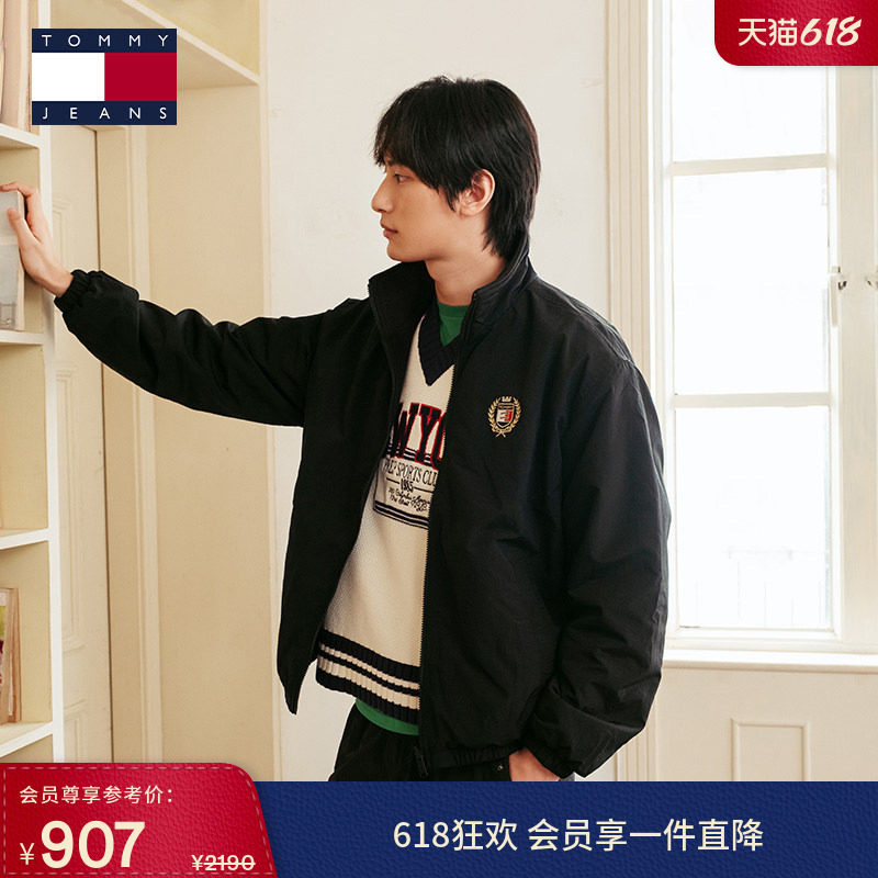 【双面穿】Tommy秋冬男摇粒绒美式徽章刺绣宽松立领抓绒夹克外套