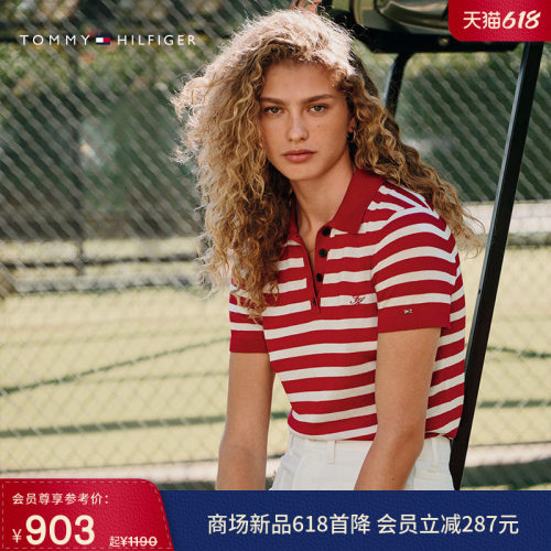 Tommy女装桑蚕丝混纺条纹针织衫