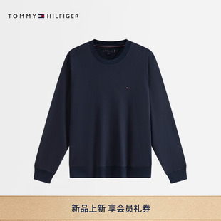 Tommy26早春男纯棉珠地双面布休闲通勤拼色织带圆领卫衣新年礼物