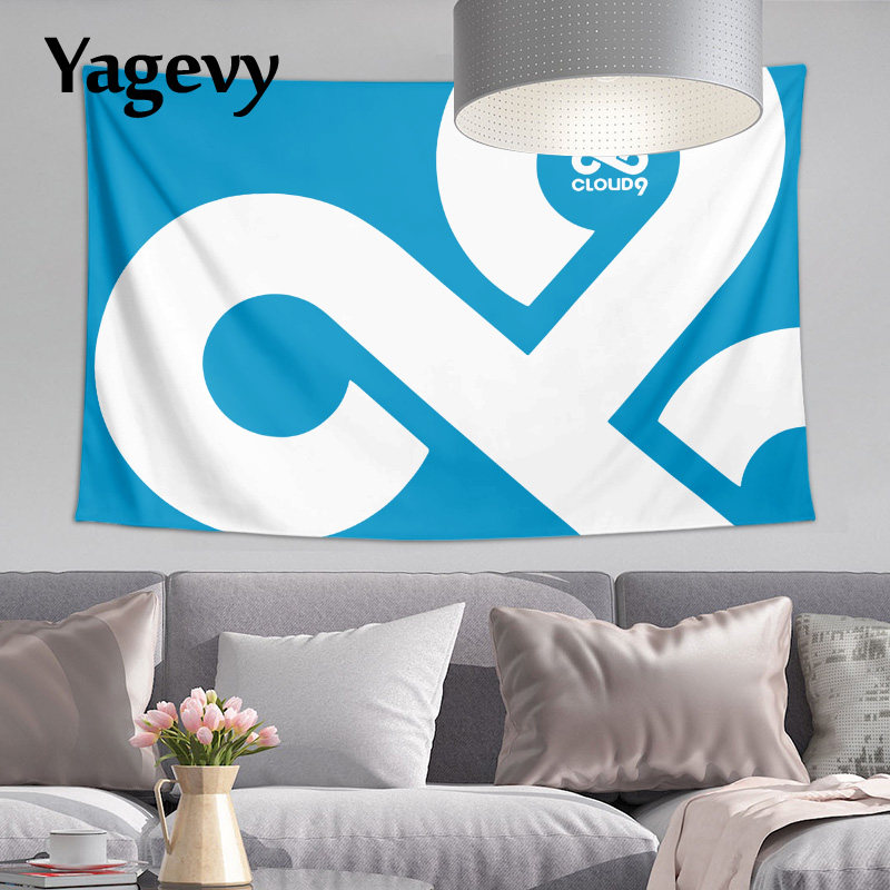 C9定制电竞Cloud9战队挂布挂毯画应援旗帜周边网吧装饰海报背景布图片