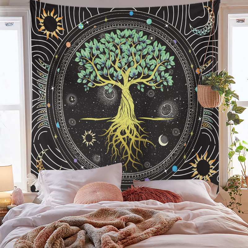 曼陀罗能量挂布印度罗盘挂毯泰国瑜伽打坐垫曼达拉桌布背景布墙毯