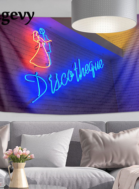 迪斯科蓝色挂画布艺挂毯背景墙ins背景布网红卧室宿舍改造床头
