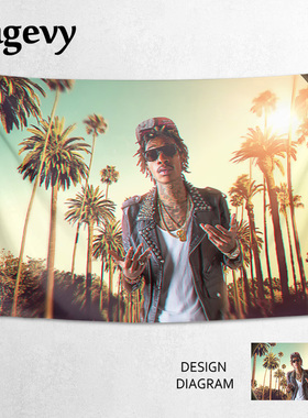 Wiz Khalifa维兹卡利法说唱嘻哈街头装饰海报背景布挂布墙布挂毯