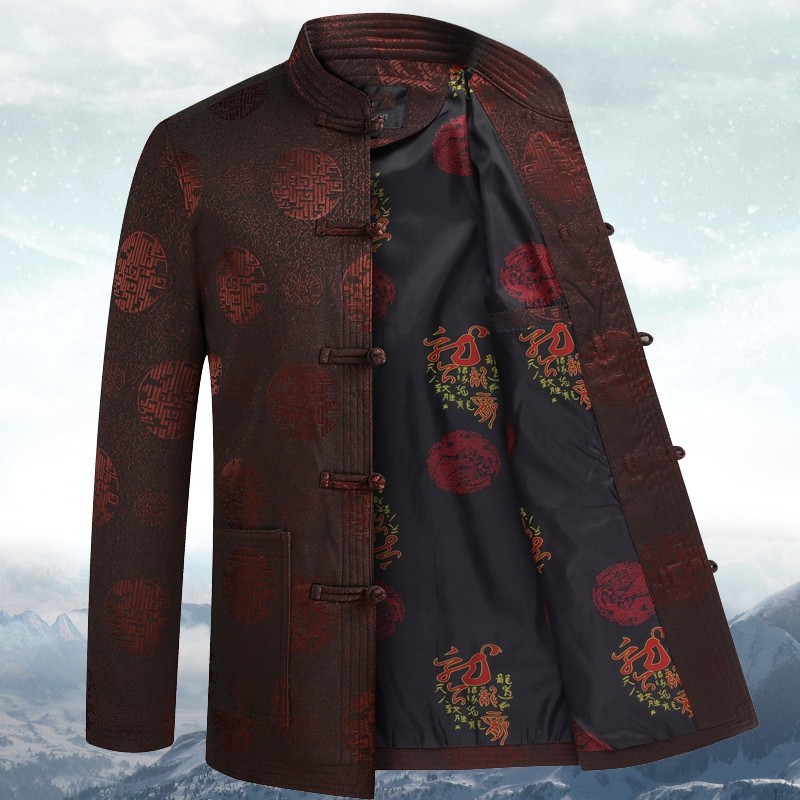 春秋季夹克唐装男士中老年人中式汉服爷爷休闲外套爸爸装生日过寿