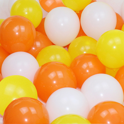 加厚橘黄色橙色白色气球装饰布置