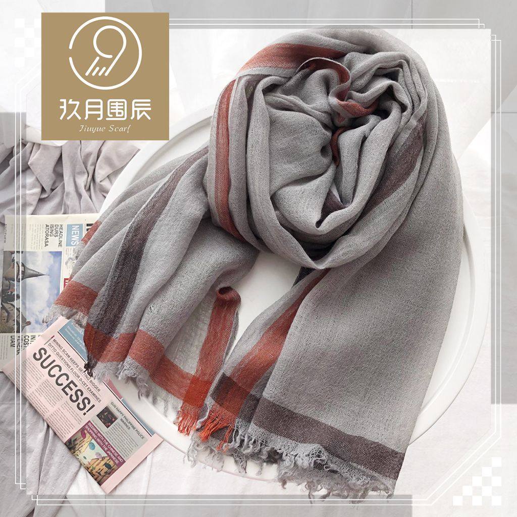 欧美风2025薄款羊毛围巾男女外贸新款韩版边框纯色围巾披肩学院风