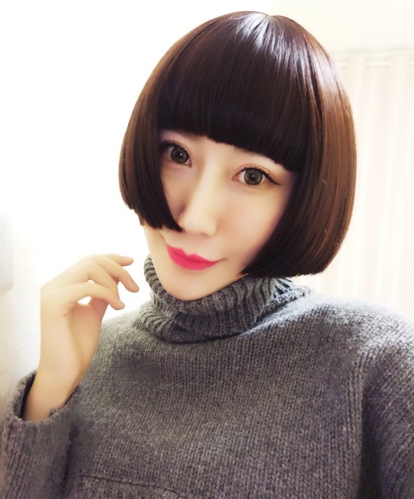 帅气假发女生假头发短直发小bobo头棕色黑色妹妹头小
