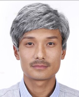 COS扮演老人花白假发短直发男士灰白色假发老爷爷父亲银白头发套