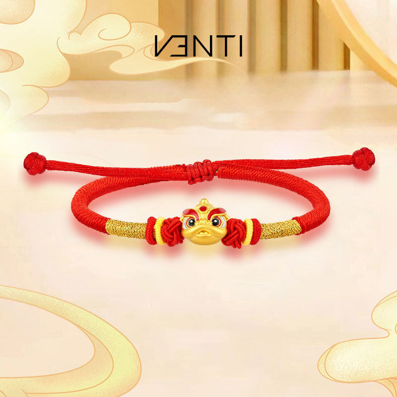 venti/梵迪黄金醒狮3d硬金手链 足金手绳潮宏基旗下男女新款手串