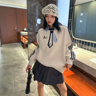 韩版穿搭感洋气长袖拉条卫衣女2026秋季新款撞色洋气学生百搭上衣