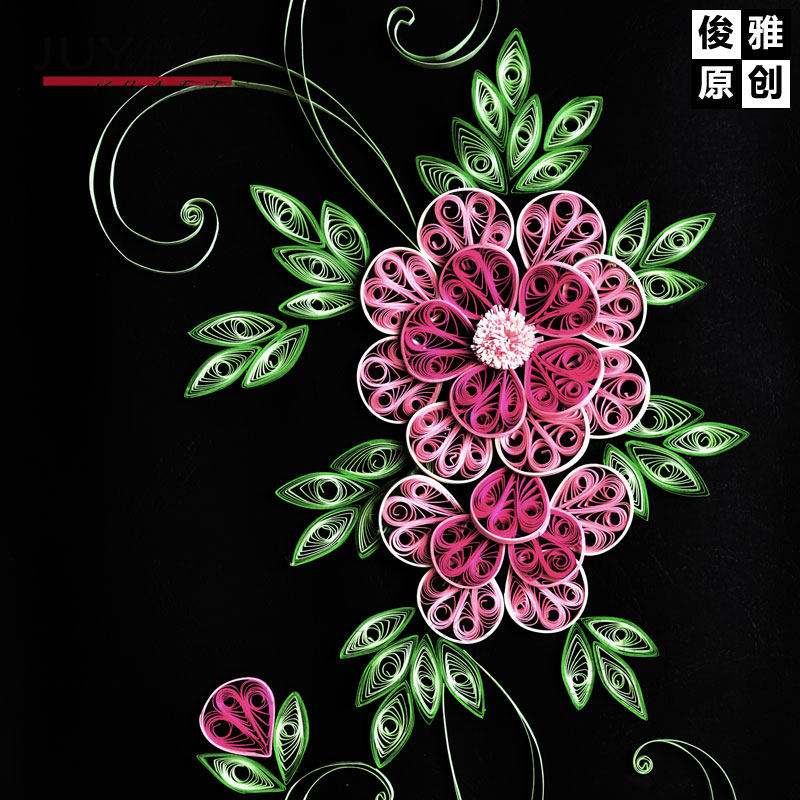 俊雅(juya)花月夜衍纸图纸线稿图厚型卡纸可直接制作手工卡纸