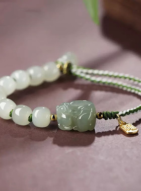 天然和田玉貔貅手链手绳高级感轻奢男女手工编织礼物ins小众设计