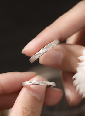 S999纯银情侣戒指女男一对素圈