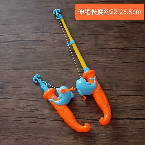 加厚伸缩海豚鱼竿儿童钓鱼玩具高强磁铁钓鱼竿磁性摆地摊钓鱼工具