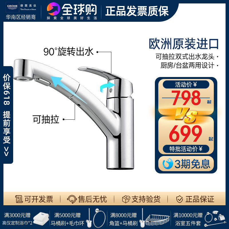 grohe原装进口可旋转陶瓷片阀芯