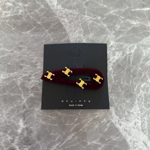 复古秋冬丝绒凯旋门发夹边夹侧边刘海夹水滴bb夹夹子头发后脑勺