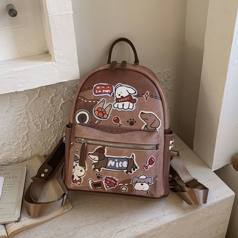 26年新款时尚可爱双肩包小众小狗背包高级百搭复古小型学院双肩包