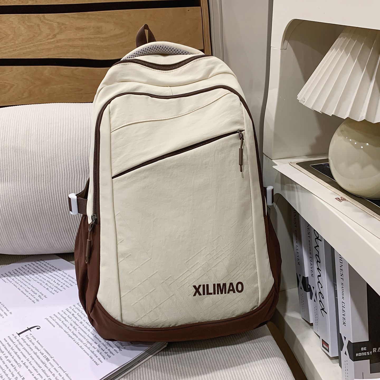 高中生复古书包初中双肩包美式大容量旅行ins高中大学生背包