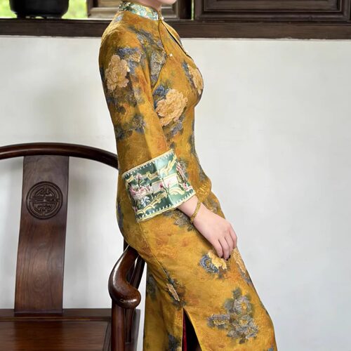 秋冬厚款针织旗袍女夜未央倒大袖