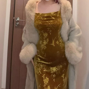 宽松高级气质大衣静书 温柔风贵妇毛领皮草毛毛外套女长款 冬季 新款