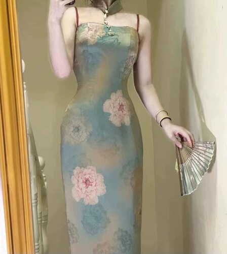 国风缎面连衣裙女旗袍裙清瑶吟