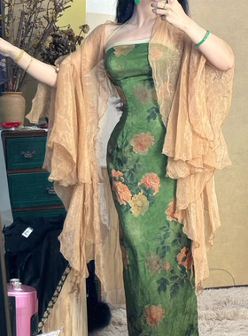 自制复活款新中式挂脖显白吊带裙裙子国风高级感长款连衣裙 玉露
