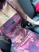 复古新中式 优雅气质挂脖吊带连衣裙裙子性感纯欲紫色扶摇 国风套装