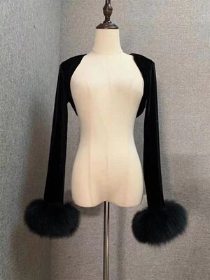 新中式丝绒坎肩毛毛外套旗袍开衫