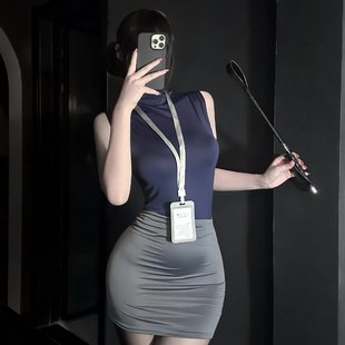 秘书诱惑装2026新款大码性感秘书制服套装女OL包臀裙职业装一片式