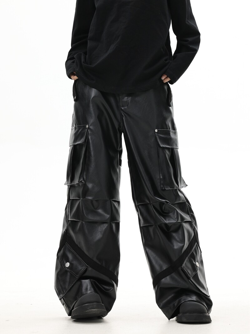 Elevate Your Style: Retro Techwear Glossy Cargo Pants - Product image 2
