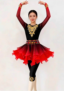 成人新疆铃铛舞蹈演出服维吾族服装古丽手鼓舞维族服饰裙女款民族