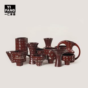 一匚 现代艺术几何陶瓷小花器 样板间茶几客厅家居桌面装饰软装