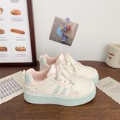 小众百搭运动休闲面包鞋 甜桃星球厚底板鞋 夏季 小白鞋 女款 2025新款