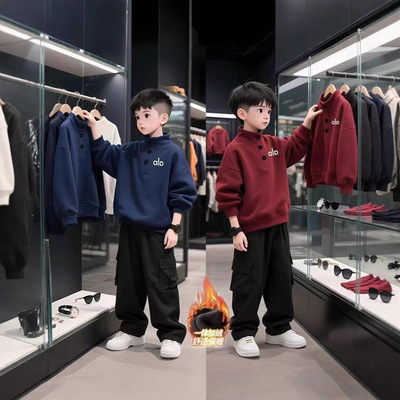 儿童加绒加厚卫衣2025新款