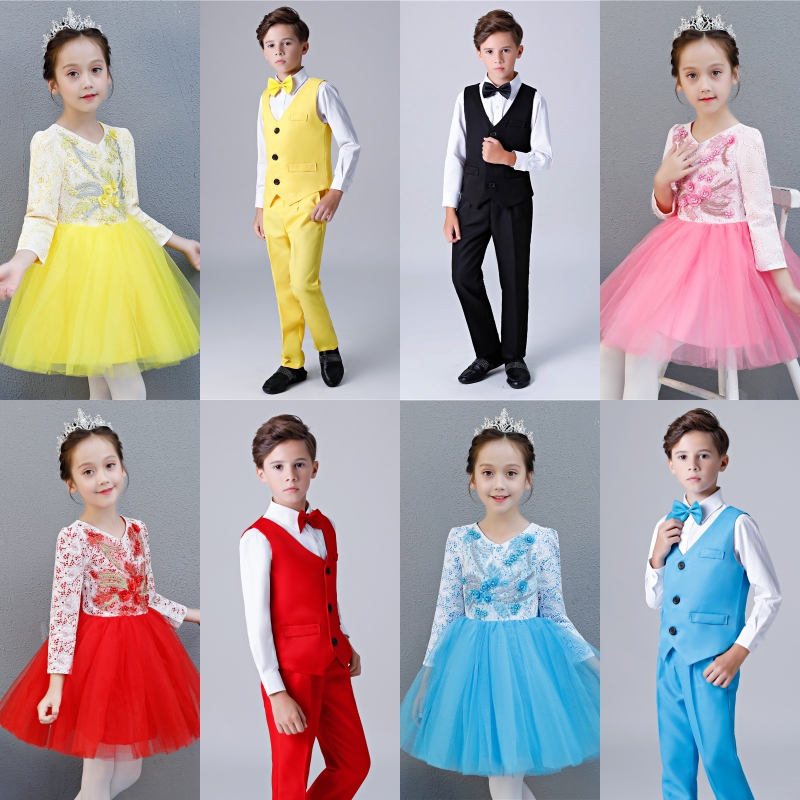 元旦演出服儿童大合唱长袖男女童