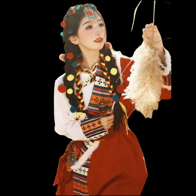 2025藏族服装女全套长袖藏式藏袍