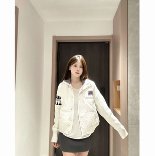 冬季复古慵懒针织拼接立领棉服外套女生新款百搭通勤休闲气质棉衣