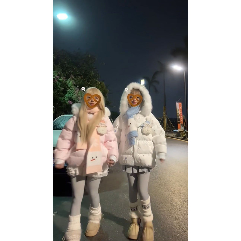 法式温柔学院风雪人魔术贴连帽棉服外套冬日加厚保暖棉衣搭配围巾,女装/女士精品,棉衣/棉服,淘宝优惠券,粉丝福利购,淘宝优惠卷