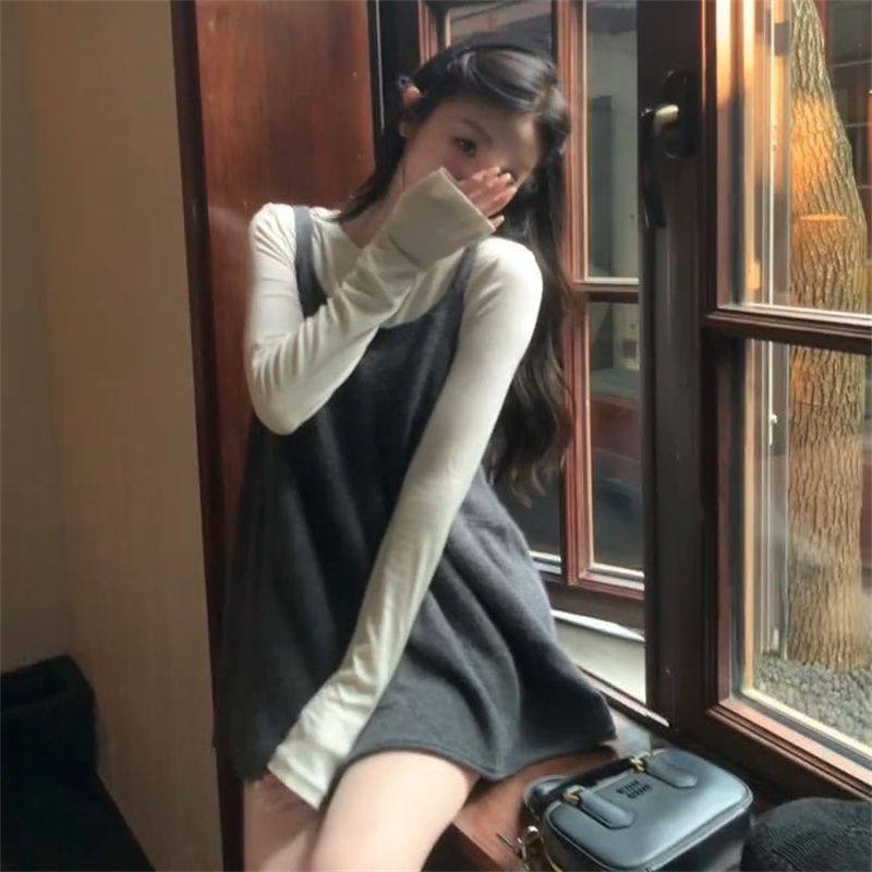 2025早秋时尚气质温柔风针织吊带背心裙搭配长袖打底上衣两件套装,女装/女士精品,时尚套装,淘宝优惠券,粉丝福利购,淘宝优惠卷